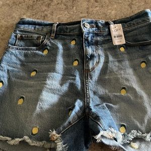 Loft lemon cut off denim shorts